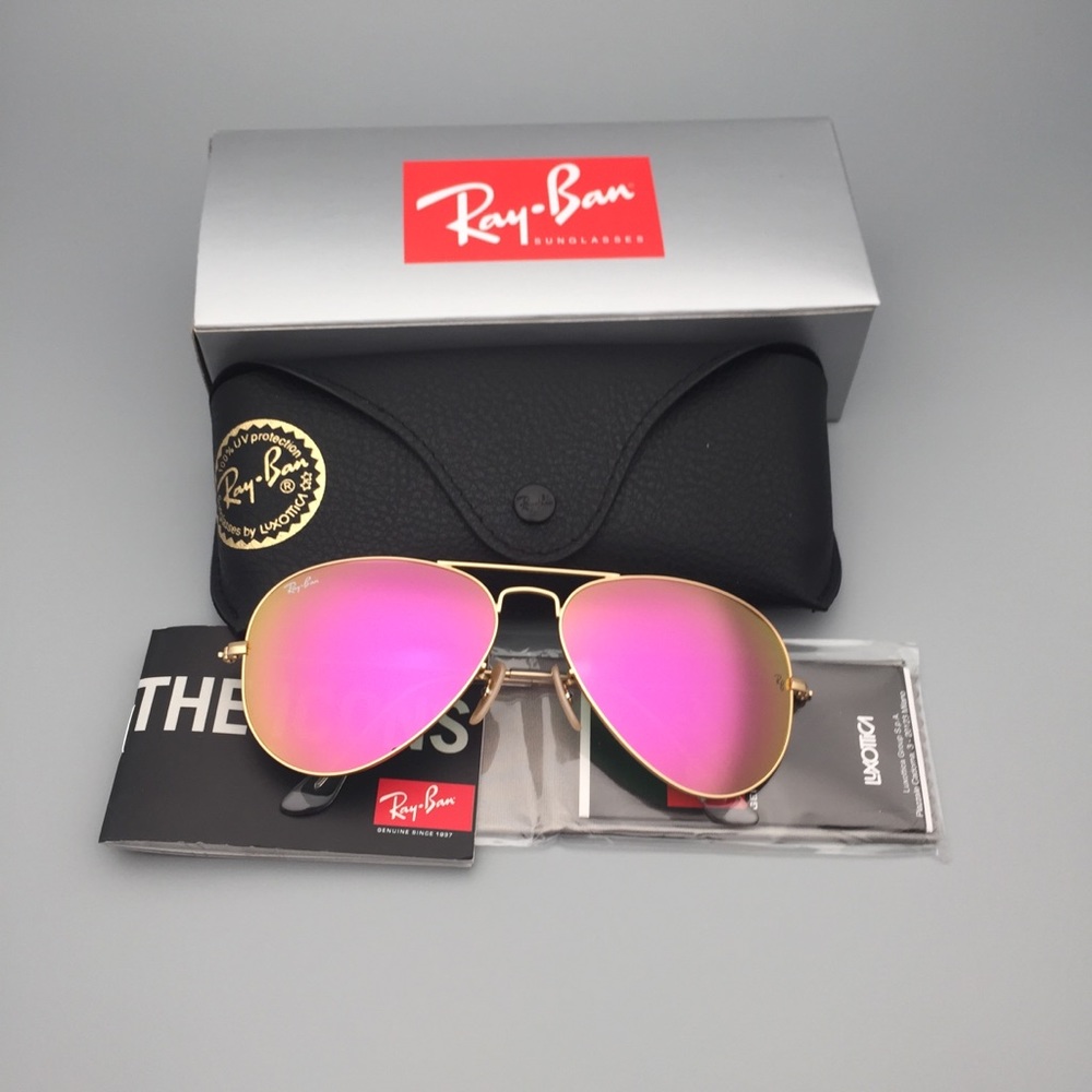 RB3025 112/4T Aviator Sunglasses Gold Pink